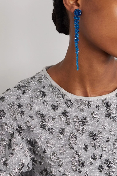 Shop Simone Rocha Drip Crystal Earrings In Blue