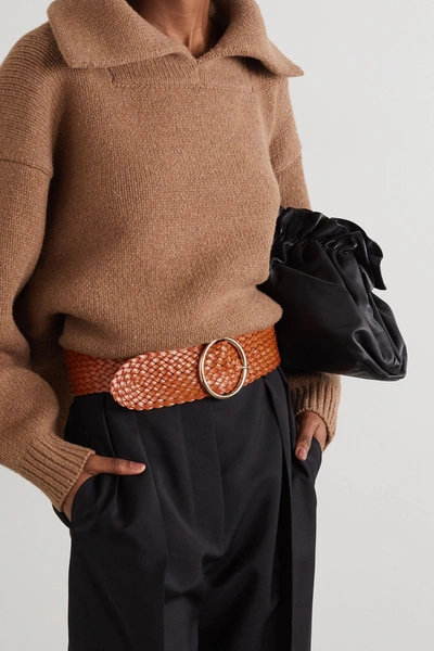 Shop Anderson's Woven Leather Belt In Brown