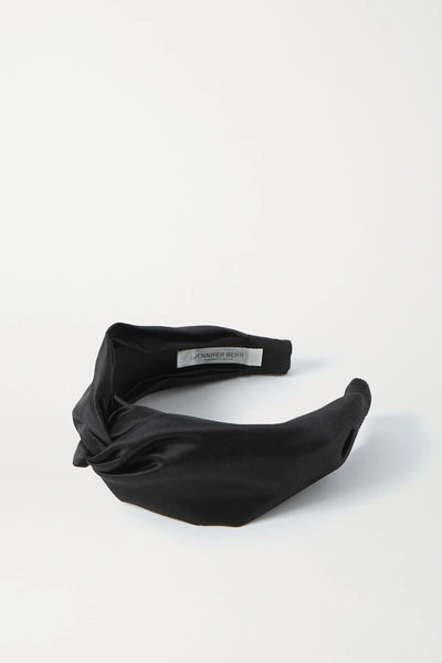 Shop Jennifer Behr Twist Silk-satin Headband In Black