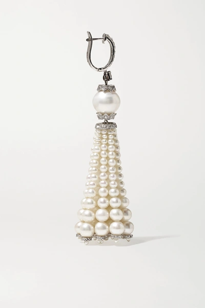 Shop Amrapali 18-karat White Gold, Pearl And Diamond Earrings