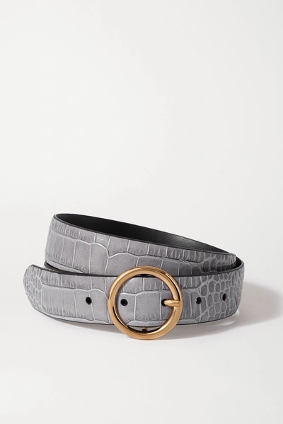 Shop Anderson's Croc-effect Leather Belt In Gray