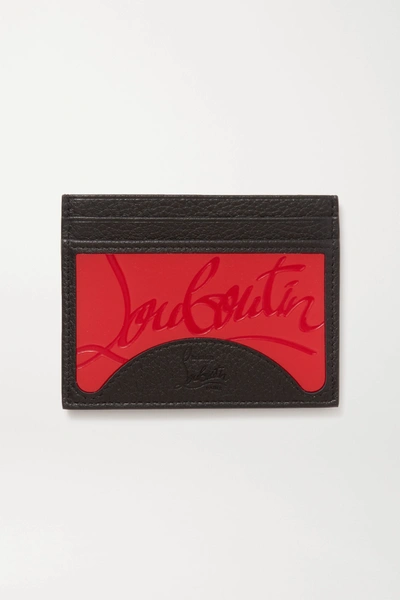 Shop Christian Louboutin Rubber-trimmed Textured-leather Cardholder In Red