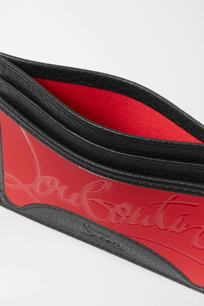 Shop Christian Louboutin Rubber-trimmed Textured-leather Cardholder In Red