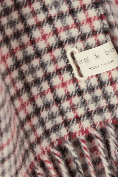 Shop Rag & Bone Fringed Checked Wool Scarf In Gray