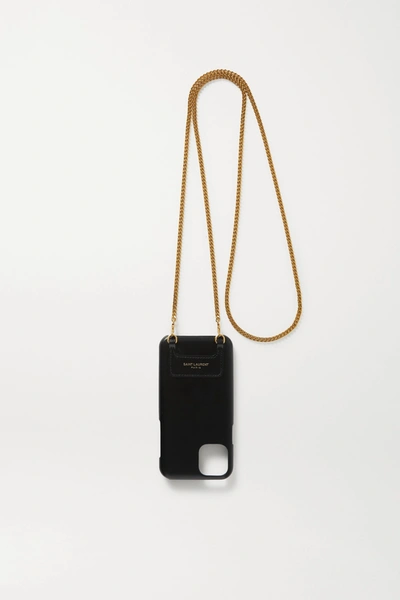 Shop Saint Laurent Leather Iphone 11 Pro Case In Black