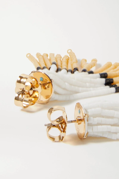 Shop Roxanne Assoulin Bushy Enamel And Gold-tone Beaded Earrings In White