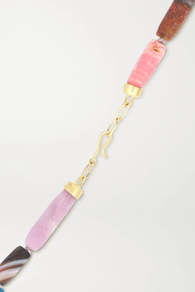 Shop Brooke Gregson 18-karat Gold Multi-stone Necklace In Pink