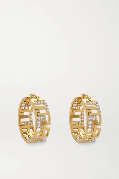 Shop Leda Madera Goldie Gold-plated Crystal Hoop Earrings