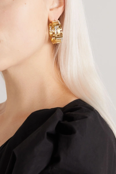 Shop Leda Madera Goldie Gold-plated Crystal Hoop Earrings