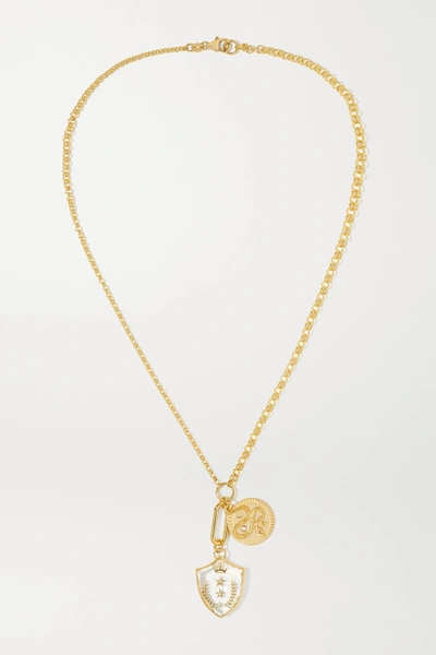 Shop Foundrae Wholeness + Per Aspera Ad Astra 18-karat Gold, Quartz And Diamond Necklace