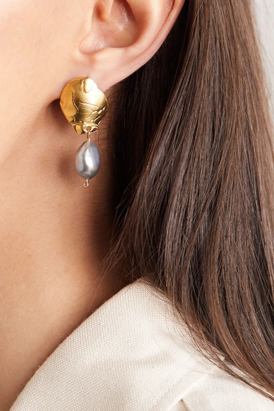Shop Alighieri Solitary Tear At Dusk Gold-plated Pearl Earrings