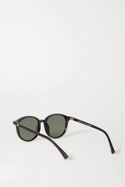 Shop Le Specs Equinoctial Round-frame Acetate Sunglasses In Black