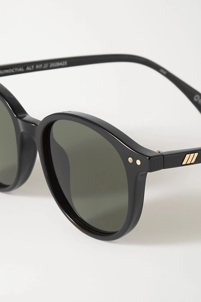 Shop Le Specs Equinoctial Round-frame Acetate Sunglasses In Black