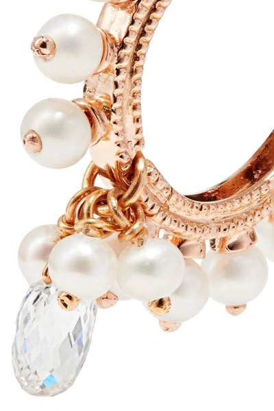 Shop Maria Tash 8mm 14-karat Rose Gold, Pearl And Diamond Hoop Earring