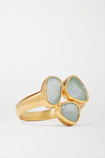 Shop Pippa Small 18-karat Gold Aquamarine Ring