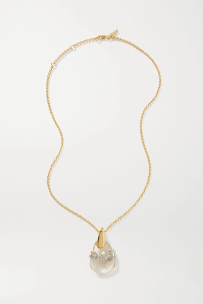 Shop Chloé Gold-tone, Quartz And Crystal Necklace