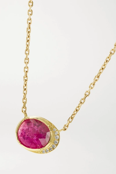 Shop Brooke Gregson 18-karat Gold Ruby And Diamond Necklace