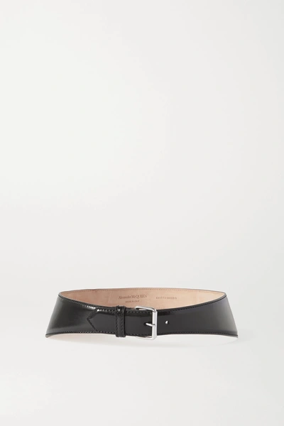 Shop Alexander Mcqueen Leather Waist Belt In Black