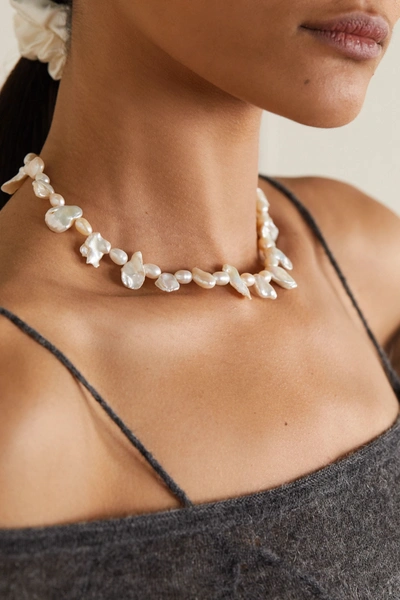 Shop Anissa Kermiche Gold-plated Pearl Necklace