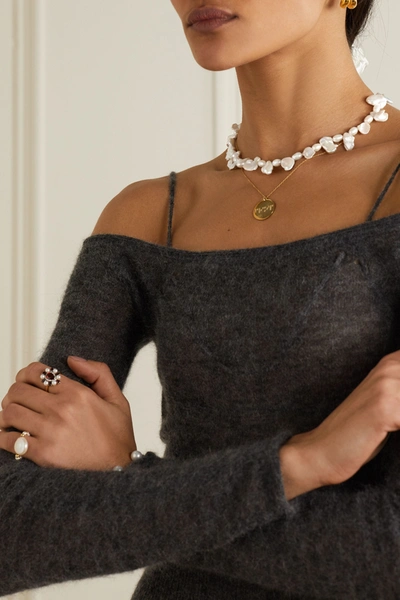 Shop Anissa Kermiche Gold-plated Pearl Necklace