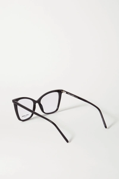 Shop Saint Laurent Cat-eye Acetate Optical Glasses In Black