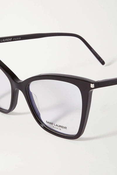 Shop Saint Laurent Cat-eye Acetate Optical Glasses In Black