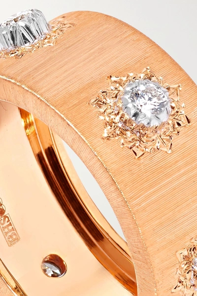 Shop Buccellati Macri 18-karat Pink And White Gold Diamond Ring In Rose Gold