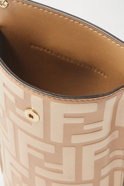 Shop Fendi Embossed Leather Iphone 11 Pro Case In Beige