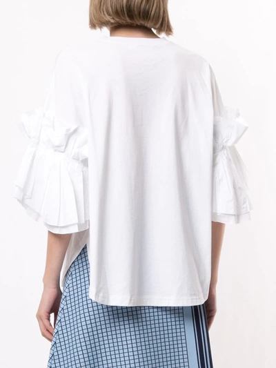 Shop Enföld Ruffled Sleeve T-shirt In White