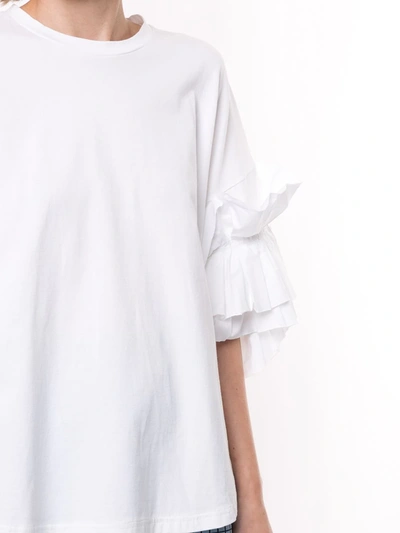 Shop Enföld Ruffled Sleeve T-shirt In White
