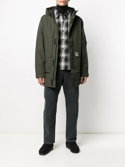 Shop Carhartt Logo Patch Parka Coat In Green