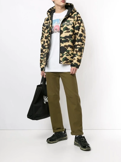Shop A Bathing Ape Camouflage-print Hooded Jacket In Brown