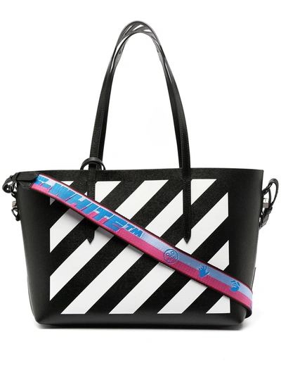 Shop Off-white Diagonal Stripe Binder Shopper Tote In Black