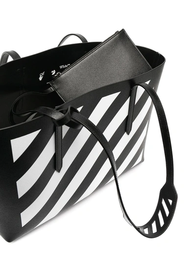 Shop Off-white Diagonal Stripe Binder Shopper Tote In Black