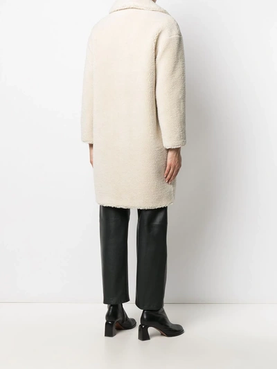 Shop Stand Studio Shearling Single-breasted Overcoat In Neutrals