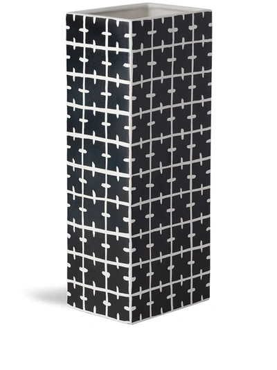 Shop Nuove Forme Geometric Print Rectangular Vase In Black