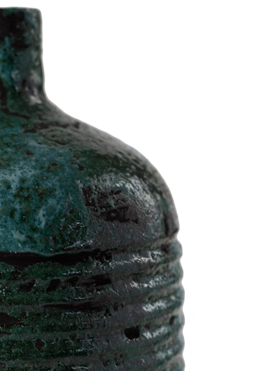 Shop Nuove Forme Embossed Stripe Ceramic Vase In Blue