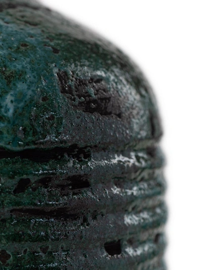 Nuove Forme Embossed Stripe Ceramic Vase In Blue