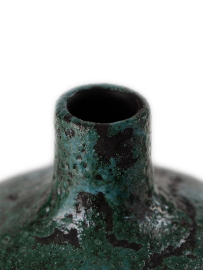 Nuove Forme Embossed Stripe Ceramic Vase In Blue