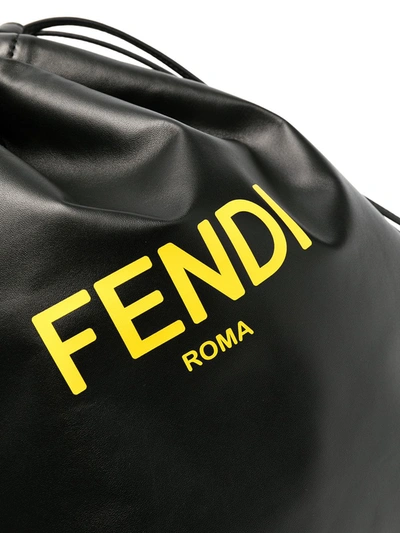 Shop Fendi Roma Drawstring Crossbody Bag In Black