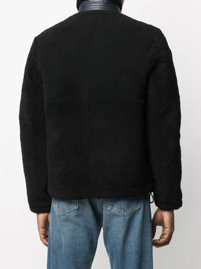 Shop Loewe Leather-pocket Shearling Jacket In Black