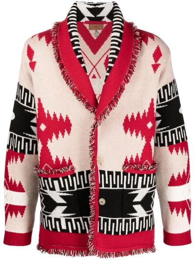 Shop Alanui Intarsia-pattern Cardigan In Neutrals