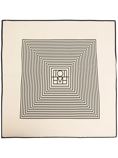 Totême Silk Scarf With Monogram In The Middle In Neutrals