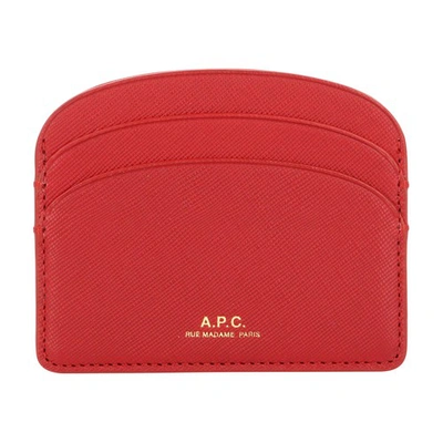 Shop Apc Demi-lune Card Holder In Dark Red