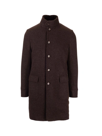 Shop Loro Piana Cashmere Coat In Dark Brown
