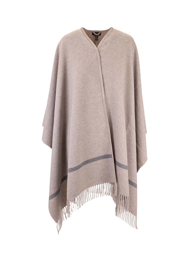 Shop Loro Piana Fringes Cape In Grey