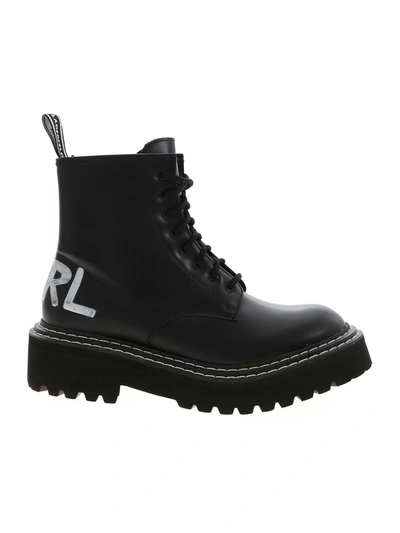 Karl Lagerfeld Women's Leather Combat Boots Patrol Ii In Black | ModeSens