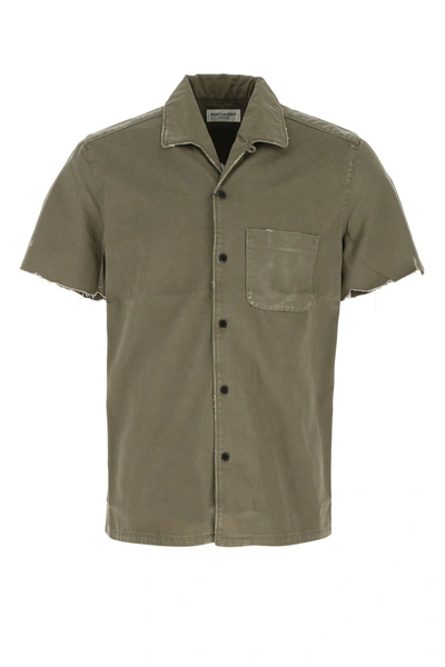 Shop Saint Laurent Short Sleeve Shirt In Green