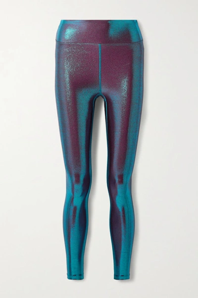 Shop Heroine Sport Marvel Metallic Stretch Leggings In Blue