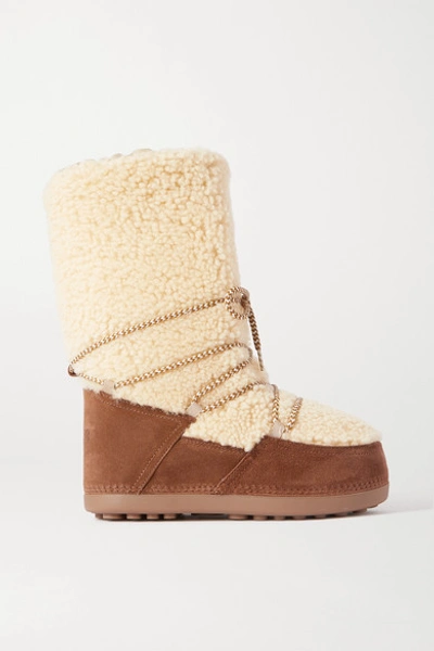 Shop Bogner Cervinia Suede And Shearling Snow Boots In Brown